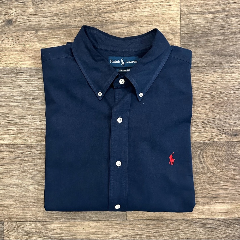 Ralph Lauren Shirt Men’s XXL Classic Fit Button Down Navy Blue